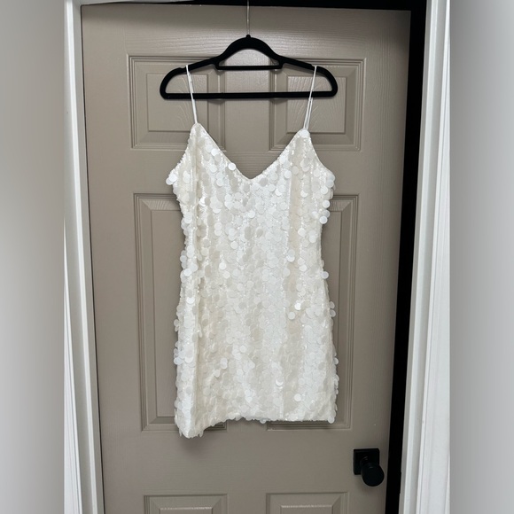 Meshki Romily White Sequin Mini Dress - Picture 1 of 7